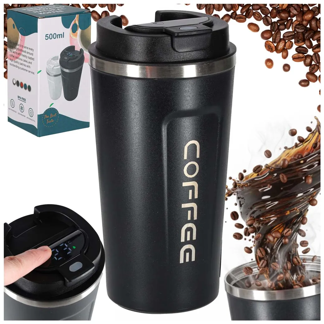Smart kubek podróżny z wyświetlaczem LED czarny 500ml