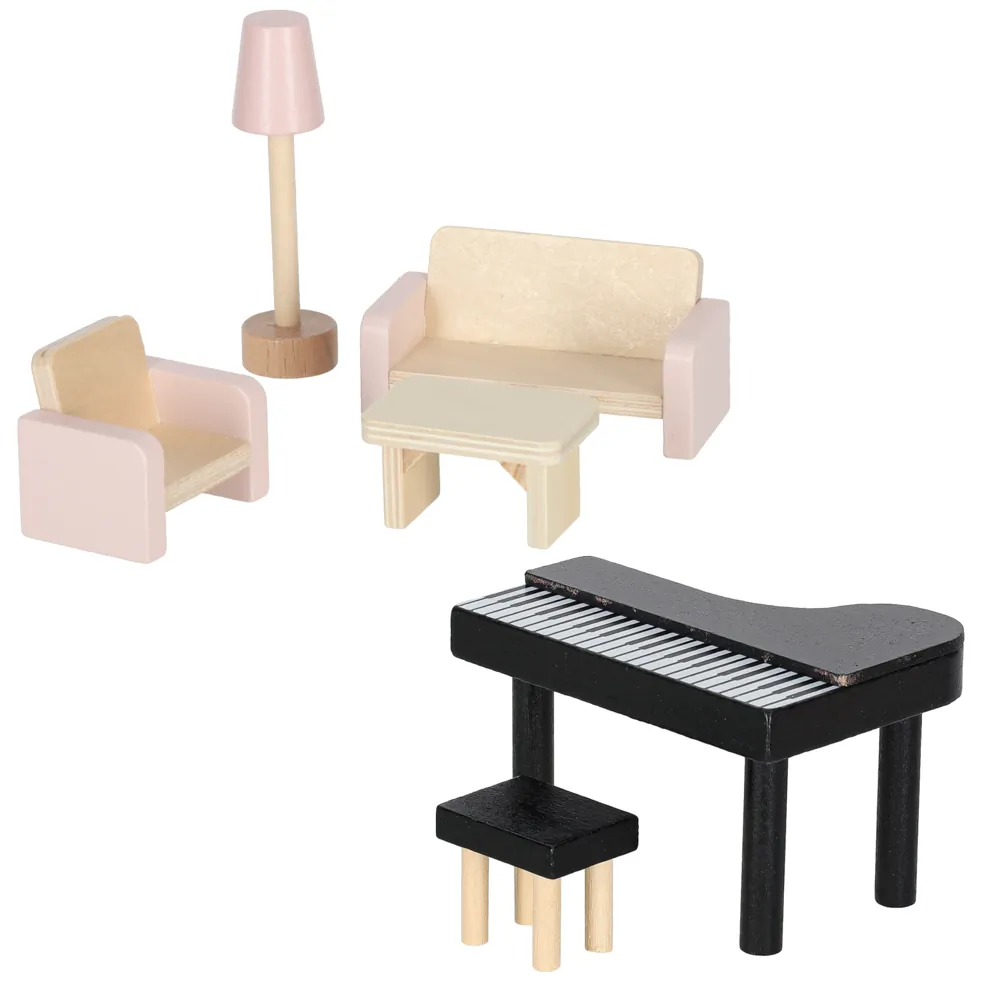 Domek dla lalek drewniany mebelki 78cm róż LED - obrazek 9