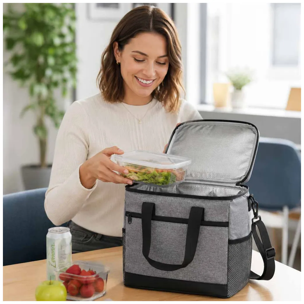 Torba termiczna na lunch jedzenie śniadaniowa izolacyjna 16L szara - obrazek 9