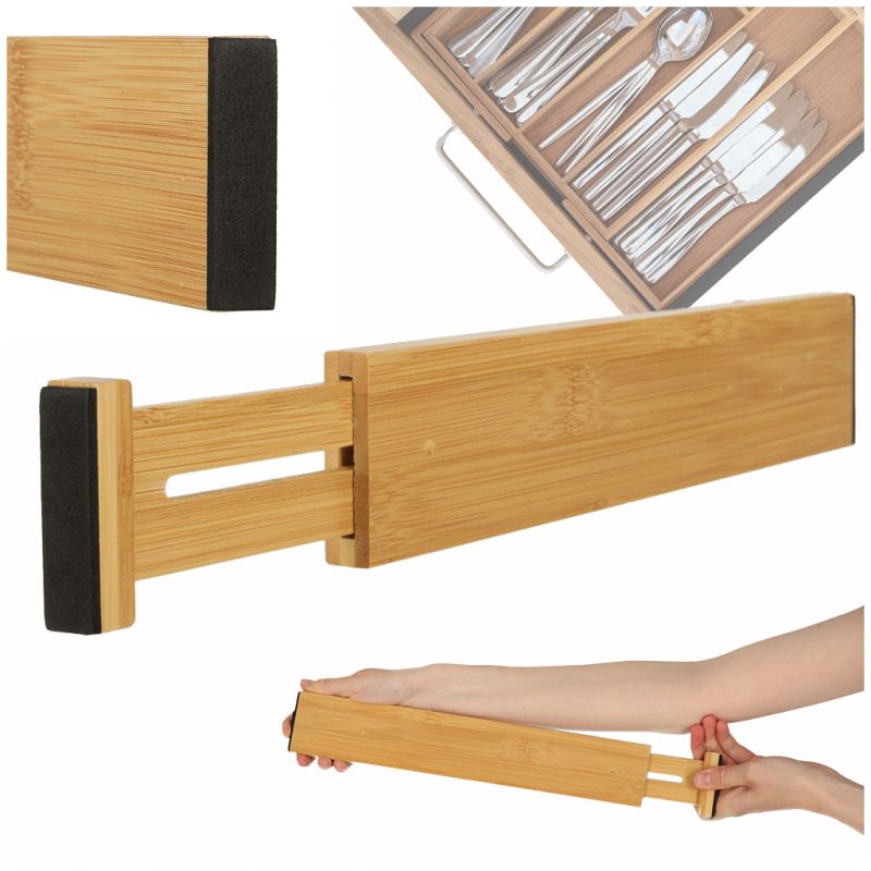 Organizer do szuflady bambusowy separator regulowany na sztućce narzedzia 56cm 1sztuka - obrazek 4