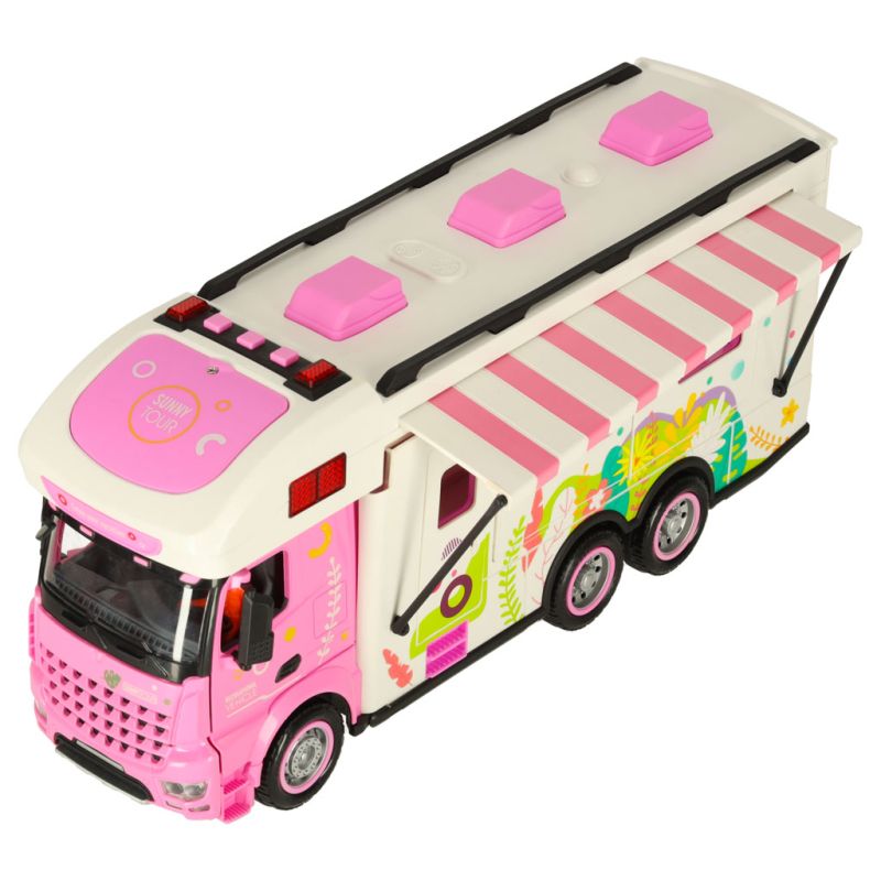 Kamper zdalnie sterowany na pilota samochód kempingowy auto 2,4GHz dźwięki światła akcesoria różowy - obrazek 3