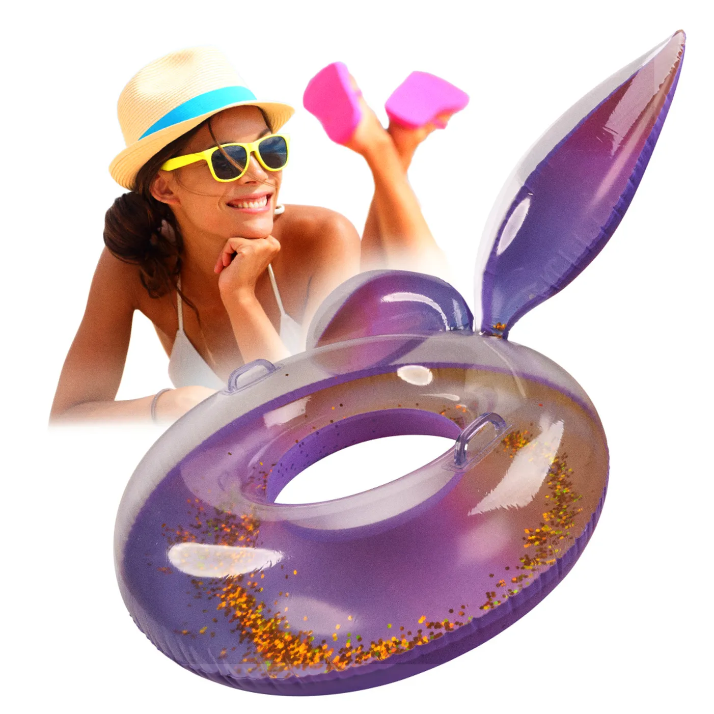 Kółko do pływania koło dmuchane syrena z brokatem galaxy 94 cm XXL max 60kg - obrazek 6