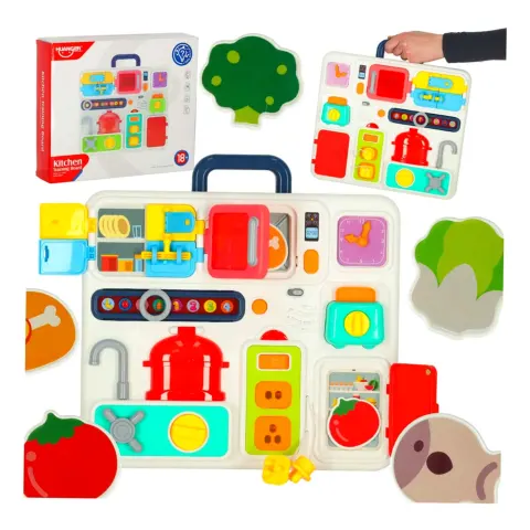 Tablica manipulacyjna sensoryczna montessori kuchnia zegar światło dźwięk