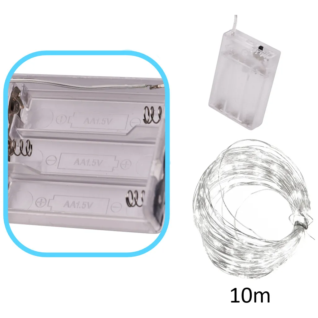 Lampki LED druciki dekoracyjne świąteczne choinkowe 10m 100LED zimny biały - obrazek 4