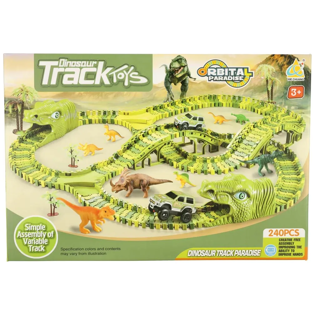 Tor wyścigowy dinozaury samochody XXL TRACK 240 elementów - obrazek 3