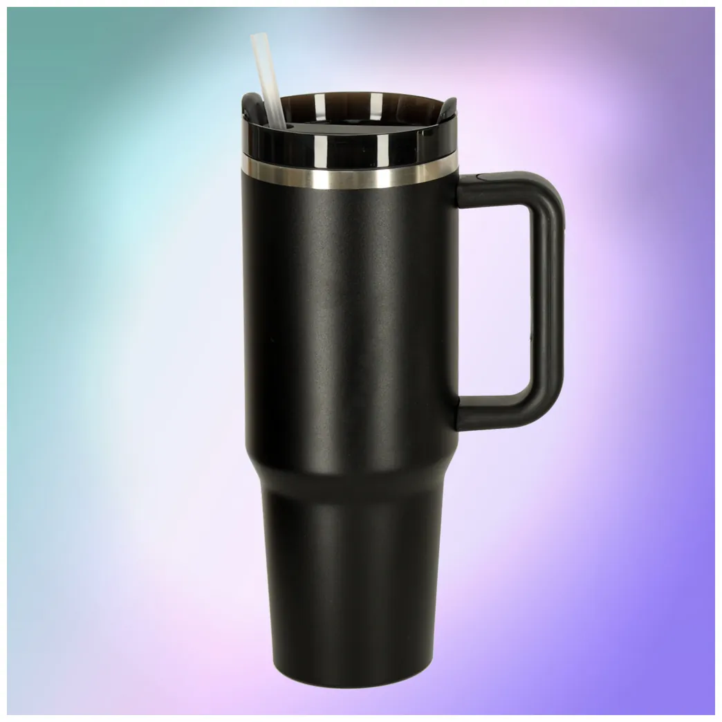 Kubek termiczny ze słomką i uchwytem termos 1200ml czarny - obrazek 10