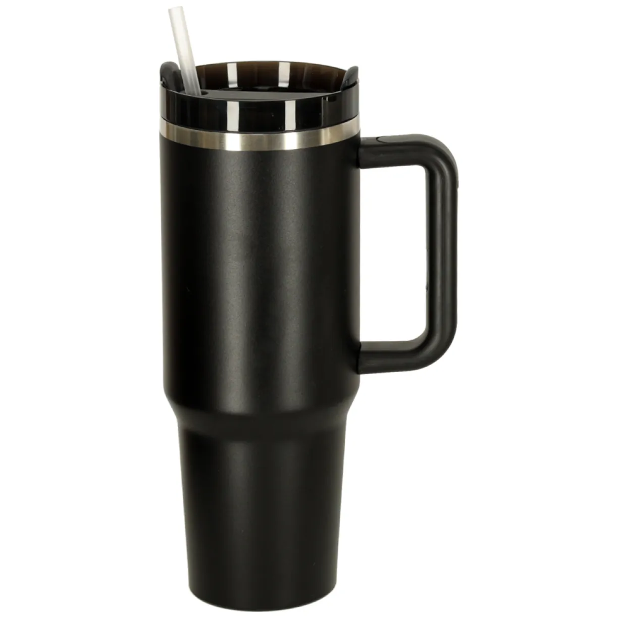 Kubek termiczny ze słomką i uchwytem termos 1200ml czarny - obrazek 2