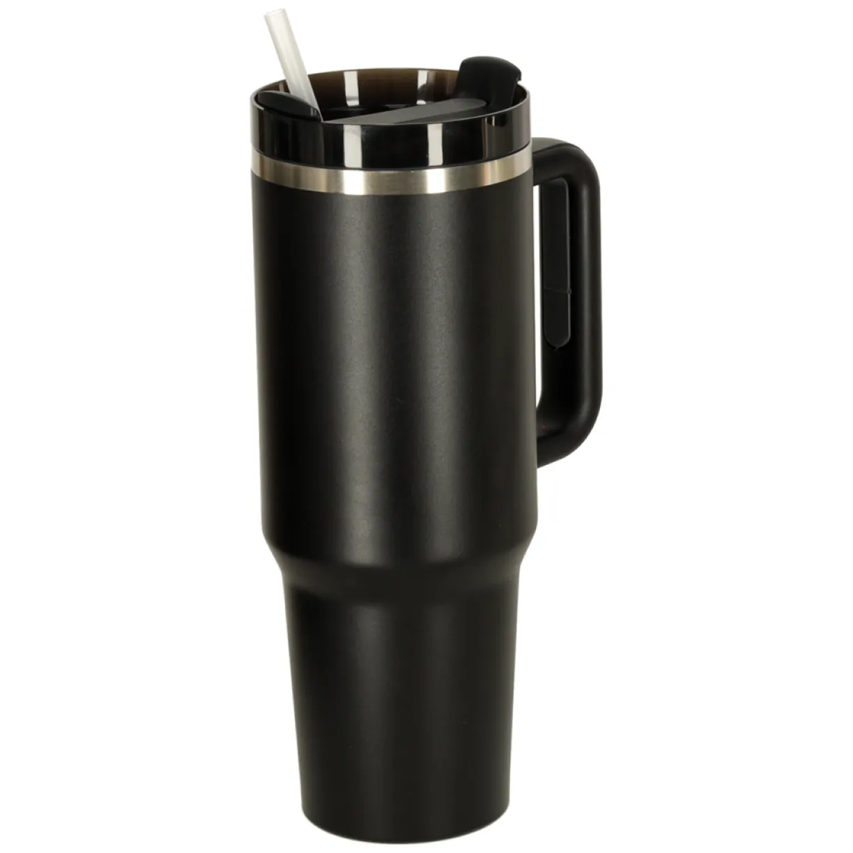Kubek termiczny ze słomką i uchwytem termos 1200ml czarny - obrazek 3