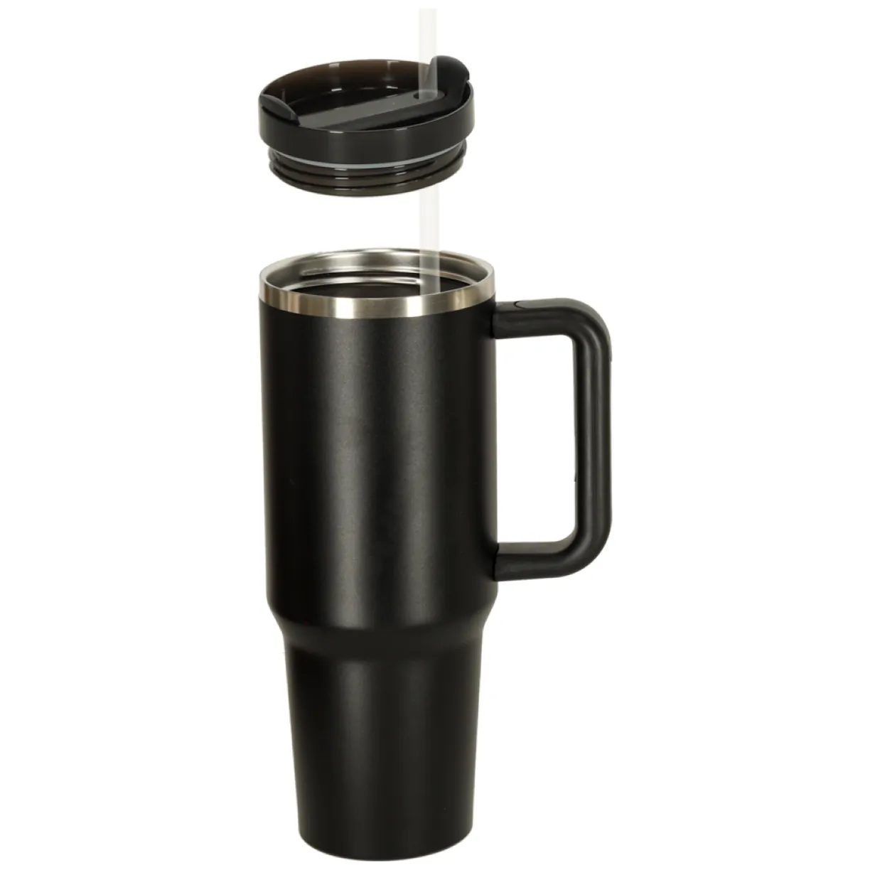 Kubek termiczny ze słomką i uchwytem termos 1200ml czarny - obrazek 5