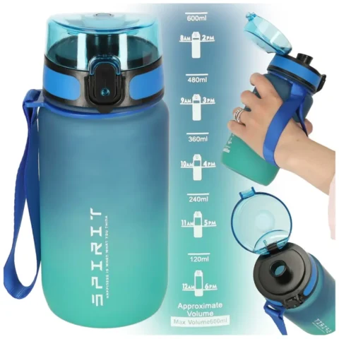 Butelka na wodę bidon z ustnikiem sportowy BPA FREE 600ml niebiesko-zielony