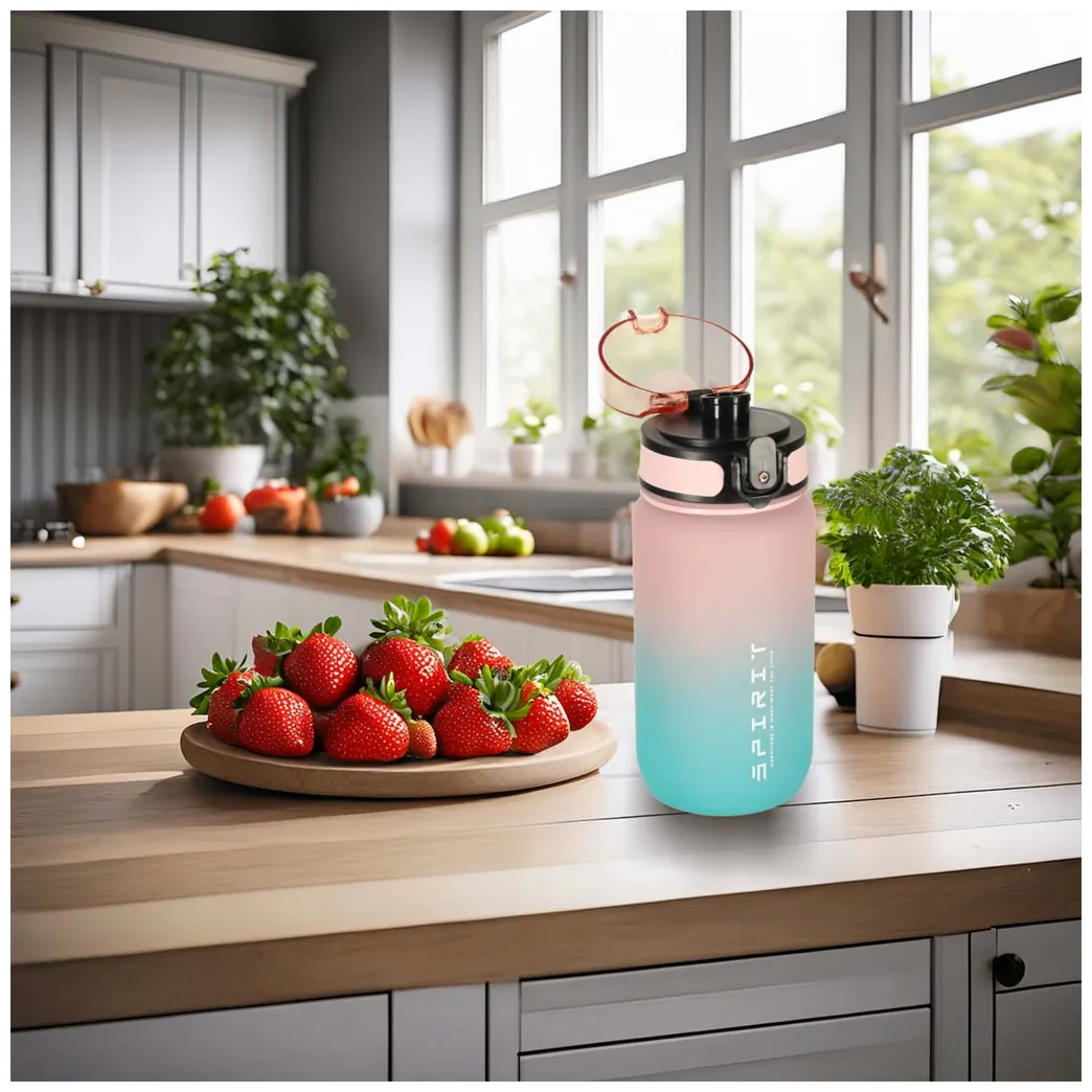 Butelka na wodę bidon z ustnikiem sportowy BPA FREE 600ml różowo-niebieski - obrazek 8