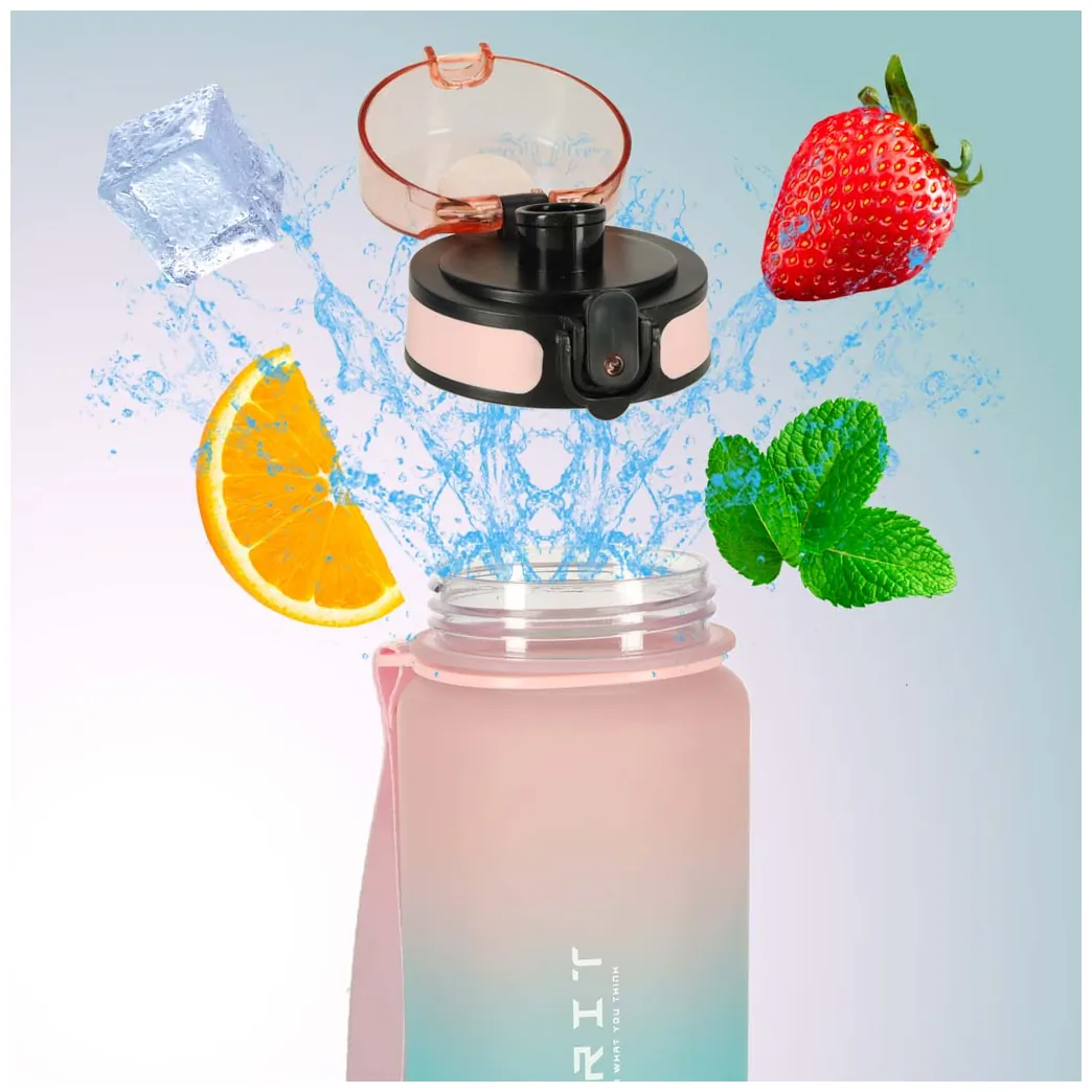 Butelka na wodę bidon z ustnikiem sportowy BPA FREE 600ml różowo-niebieski - obrazek 9