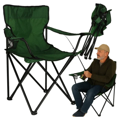 Krzesło składane wędkarskie LUARO turystyczne kempingowe na ryby zielone