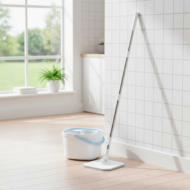 Mop obrotowy prostokątny płaski rotacyjny czysta brudna woda wyciskacz - obrazek 14