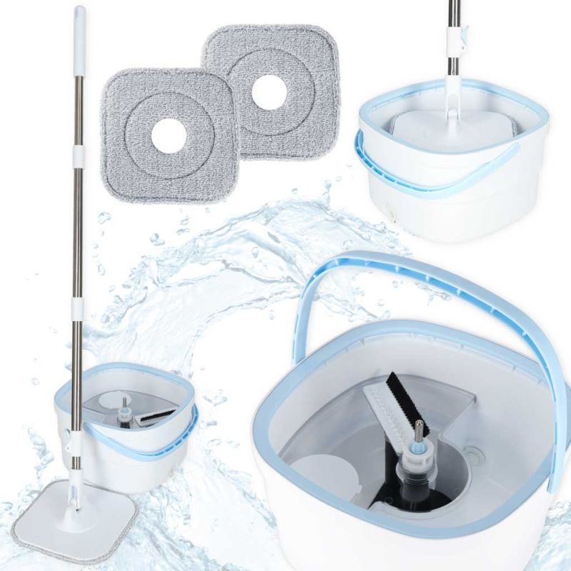 Mop obrotowy prostokątny płaski rotacyjny czysta brudna woda wyciskacz - obrazek 3