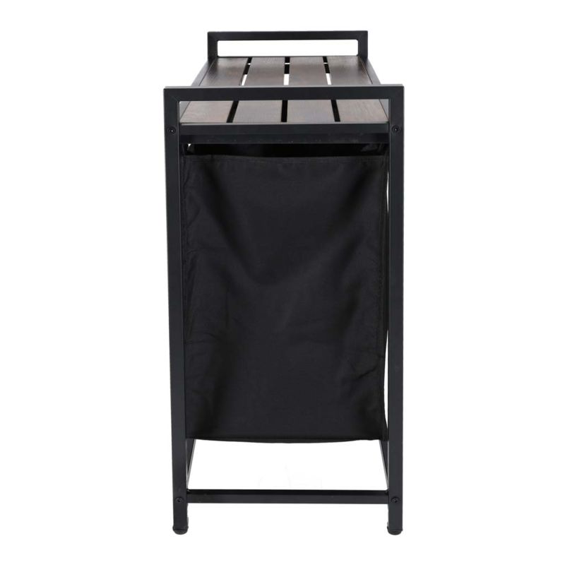 Kosz na pranie bieliznę 2 komory z półką blatem pojemnik loft 80l - obrazek 11