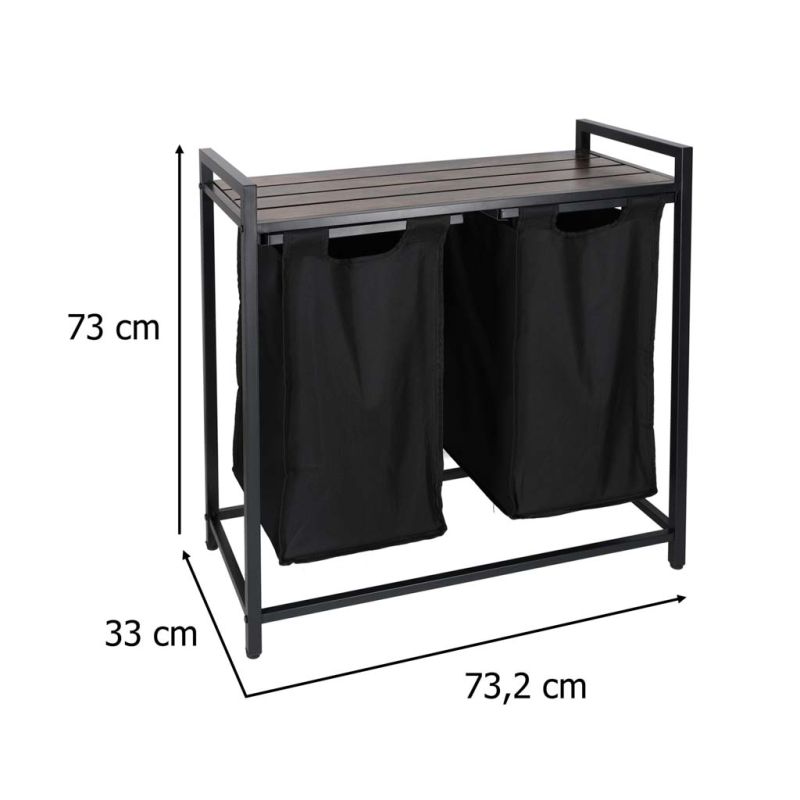 Kosz na pranie bieliznę 2 komory z półką blatem pojemnik loft 80l - obrazek 16