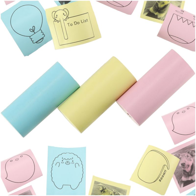 Rolki termiczne papier do drukarki aparatu 5,7cm x 3m 3 sztuki kolorowe - obrazek 4