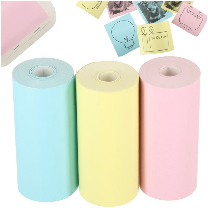 Rolki termiczne papier do drukarki aparatu 5,7cm x 3m 3 sztuki kolorowe - obrazek 5