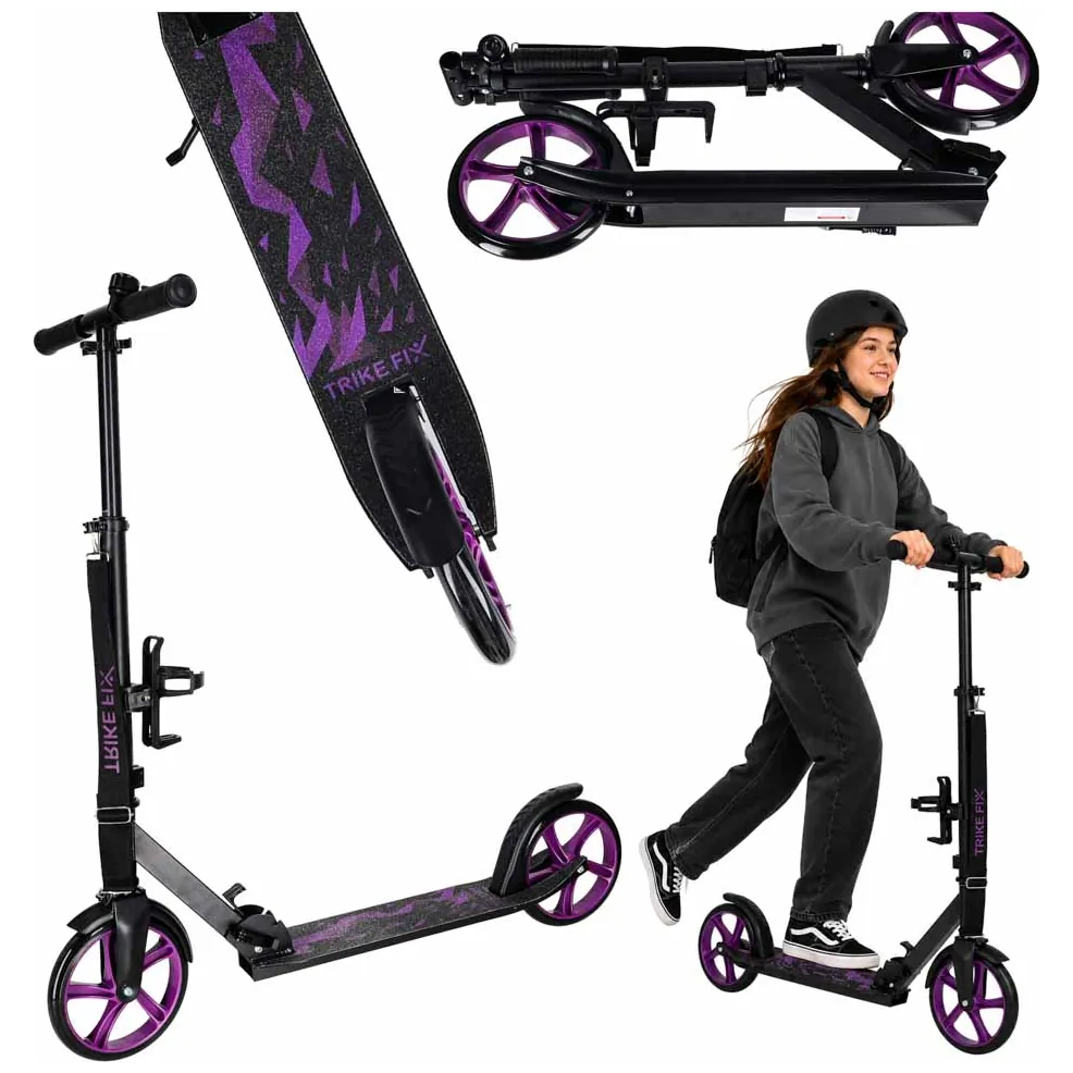 Hulajnoga miejska Trike Fix składana koła 200mm czarno-fioletowa - obrazek 14