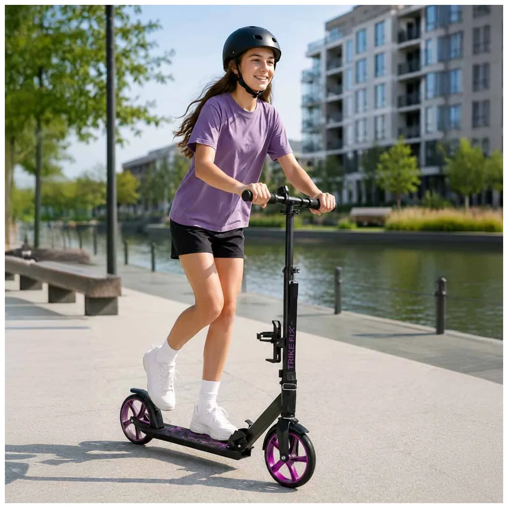 Hulajnoga miejska Trike Fix składana koła 200mm czarno-fioletowa - obrazek 15