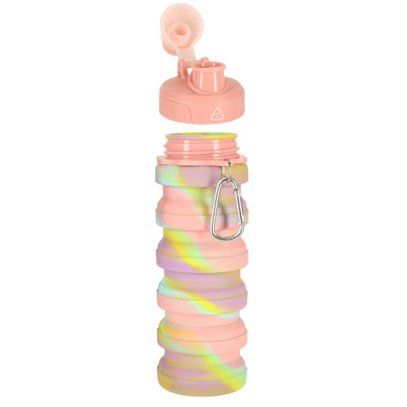 Butelka na wodę bidon silikonowy składany z uchwytem BPA FREE 500ml tęczowy - obrazek 12