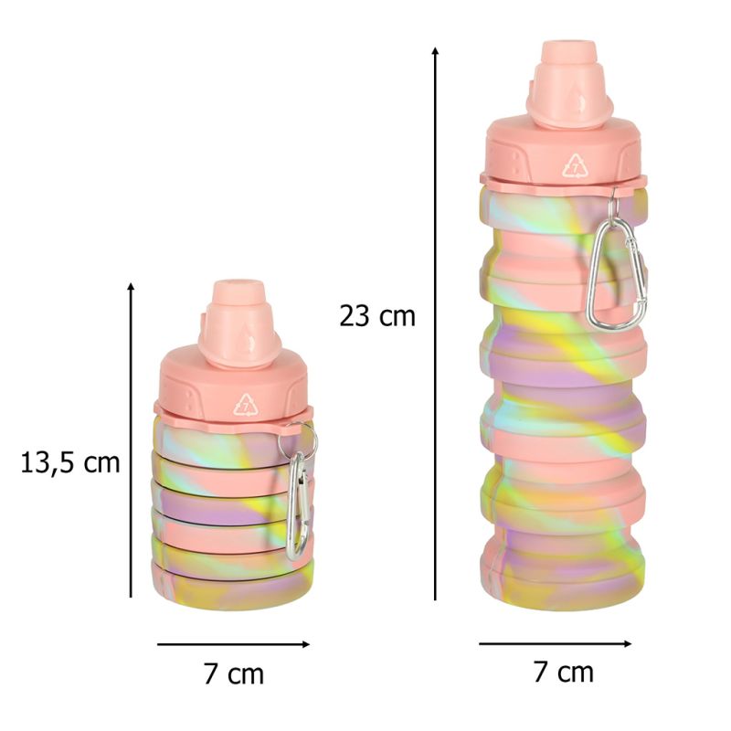 Butelka na wodę bidon silikonowy składany z uchwytem BPA FREE 500ml tęczowy - obrazek 15