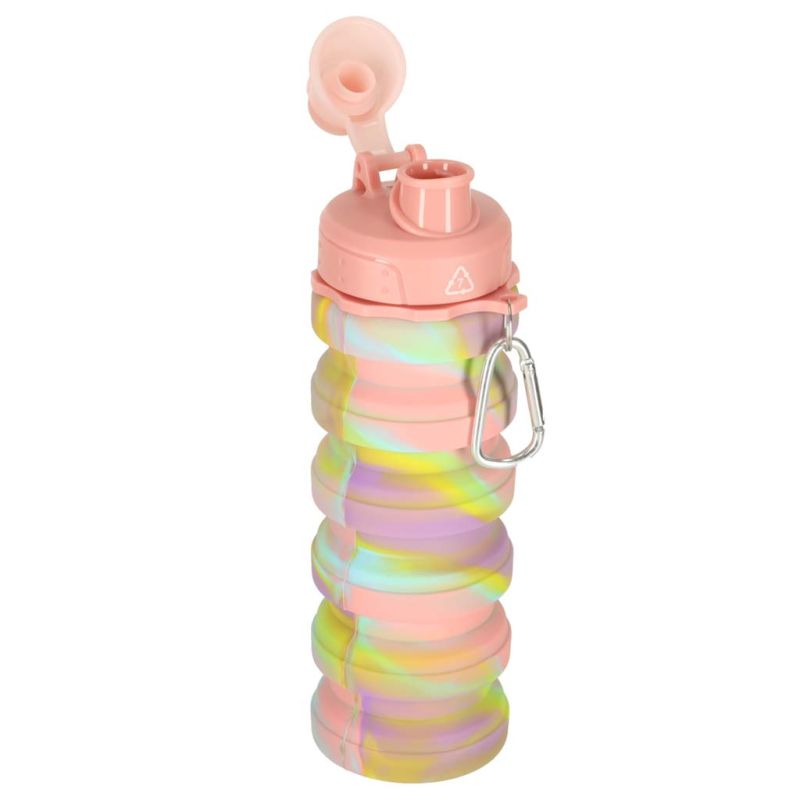Butelka na wodę bidon silikonowy składany z uchwytem BPA FREE 500ml tęczowy - obrazek 6