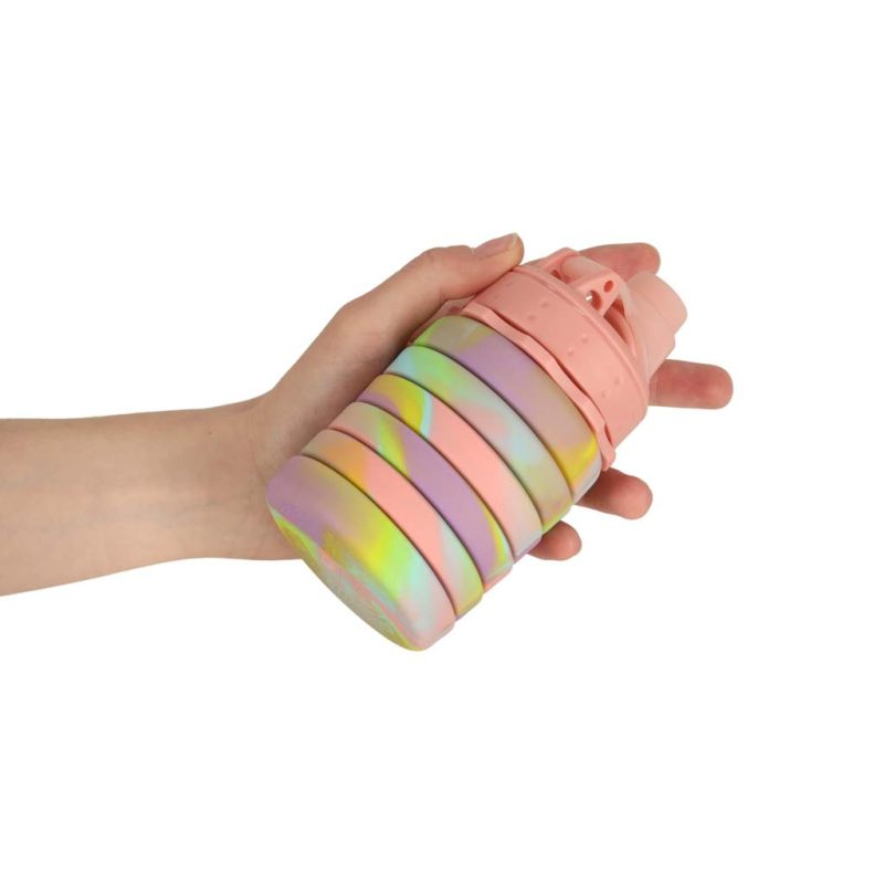 Butelka na wodę bidon silikonowy składany z uchwytem BPA FREE 500ml tęczowy - obrazek 10