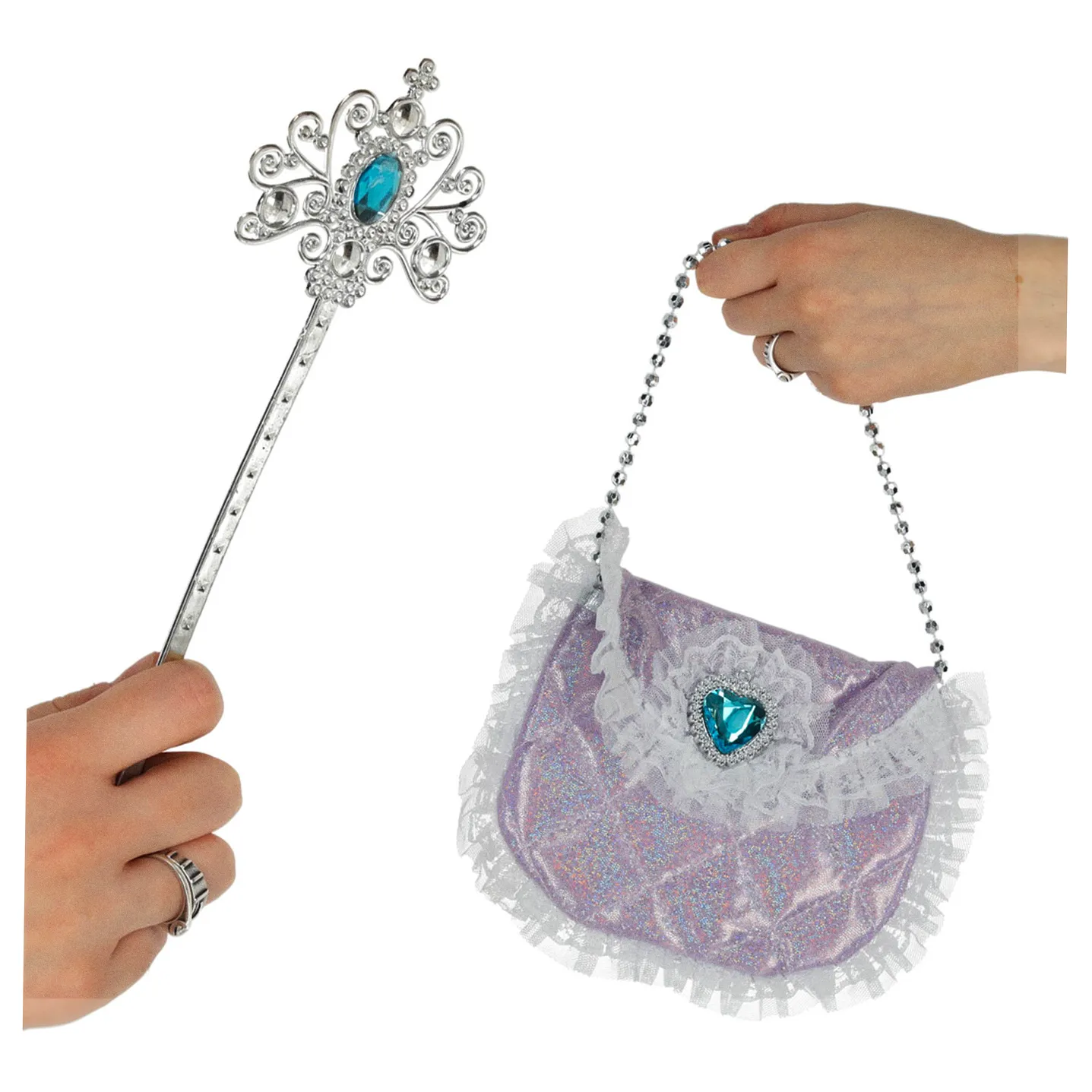 Kostium strój karnawałowy przebranie królowa księżniczka korona torebka 9 elementów - obrazek 5