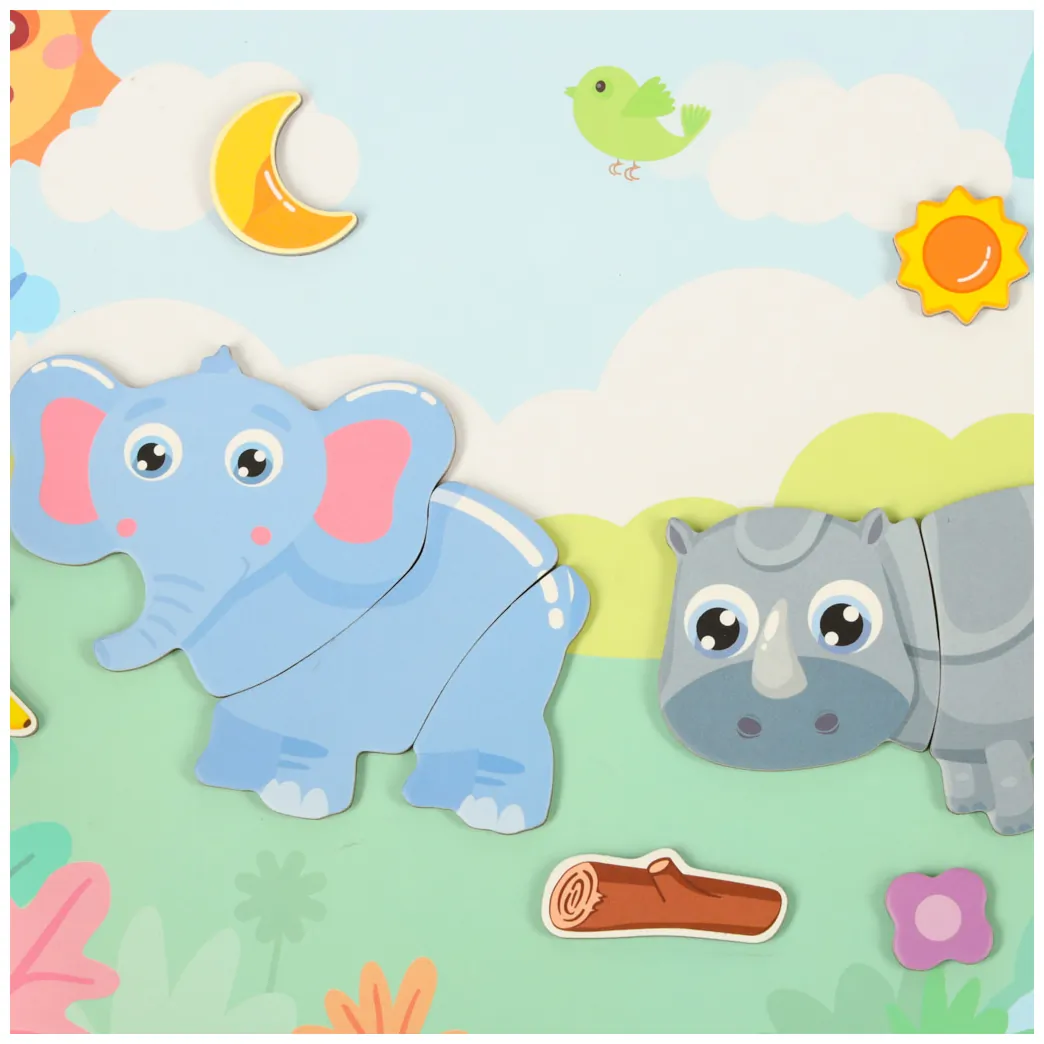Książeczka magnetyczna układanka puzzle na magnes zwierzęta safari 47el. - obrazek 5