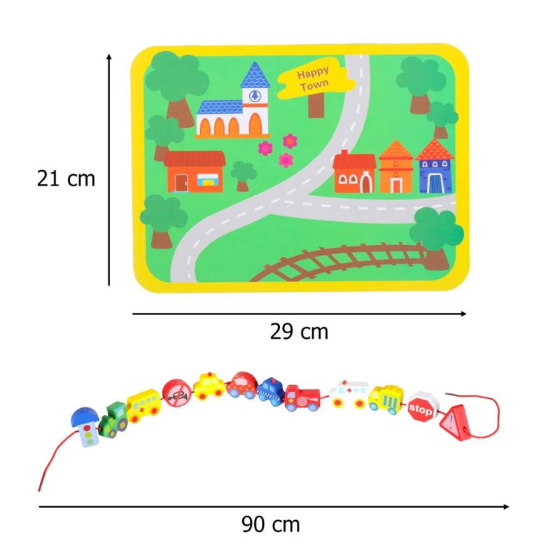 Klocki drewniane do nawlekania tablica plansza samochody pojazdy - obrazek 13