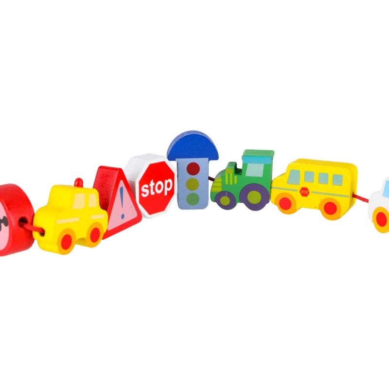 Klocki drewniane do nawlekania tablica plansza samochody pojazdy - obrazek 8