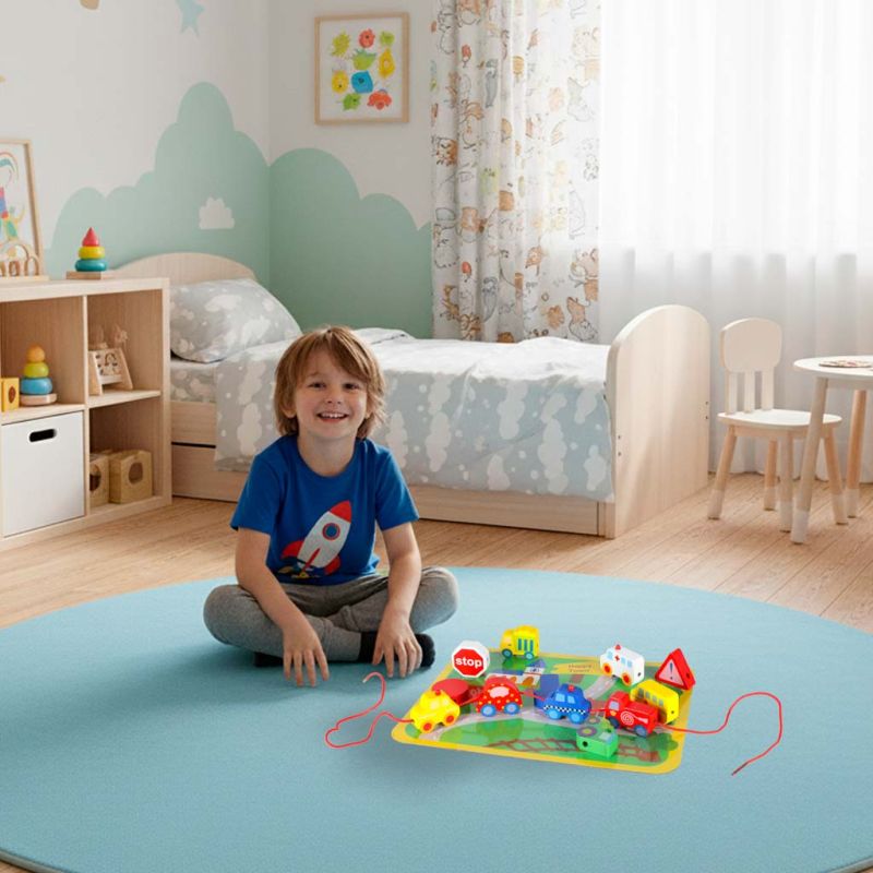 Klocki drewniane do nawlekania tablica plansza samochody pojazdy - obrazek 10