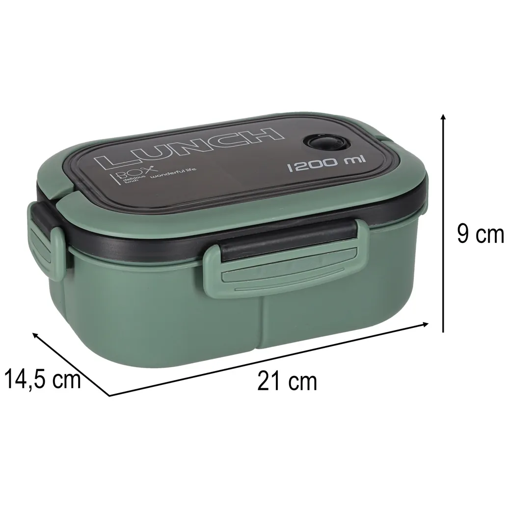 Lunch box śniadaniówka pudełko śniadaniowe z przegródkami dzielone 1200ml zielone - obrazek 10