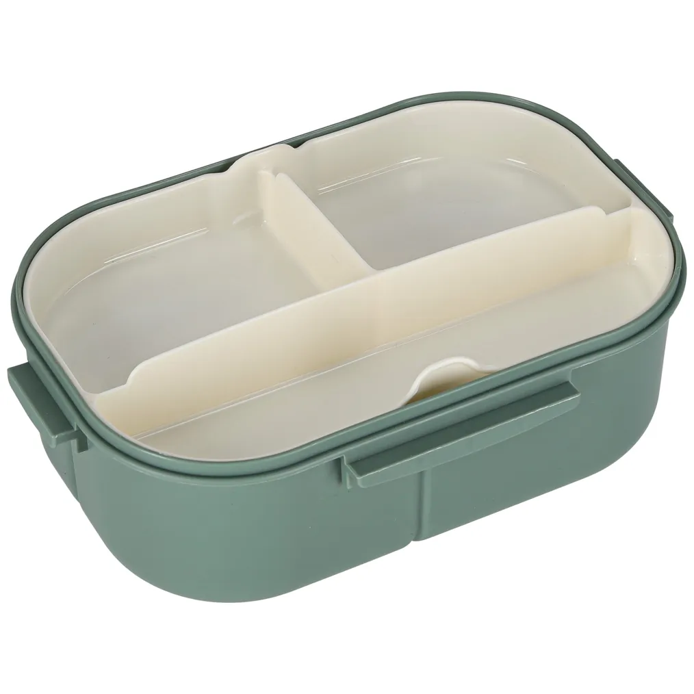 Lunch box śniadaniówka pudełko śniadaniowe z przegródkami dzielone 1200ml zielone - obrazek 3