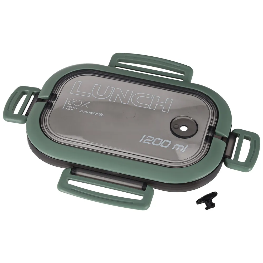 Lunch box śniadaniówka pudełko śniadaniowe z przegródkami dzielone 1200ml zielone - obrazek 6