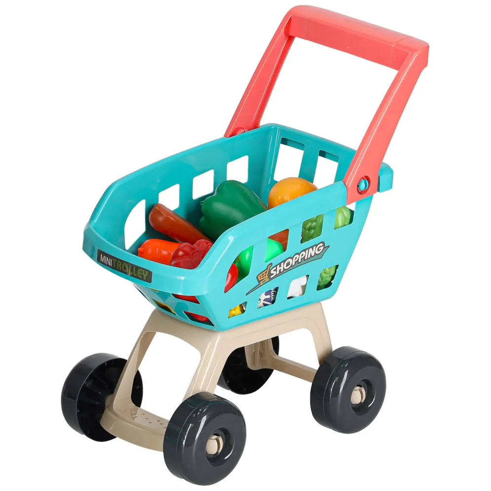 Sklep dla dzieci supermarket stragan wózek na zakupy akcesoria miętowy - obrazek 2