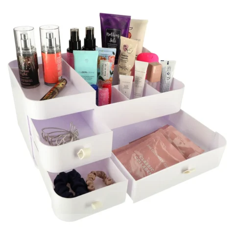 Organizer na kosmetyki szkatułka pojemnik kuferek na biżuterię z szufladami duży XXL