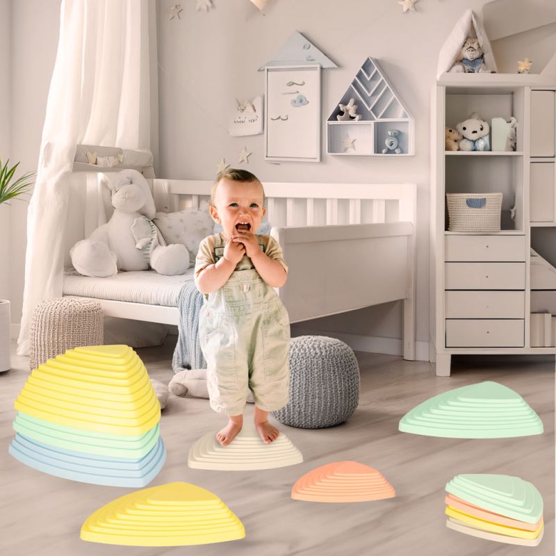 Ścieżka sensoryczna kamienie rzeczne do treningu równowagi podłoga to lawa gra 11 elementów pastelowa - obrazek 11