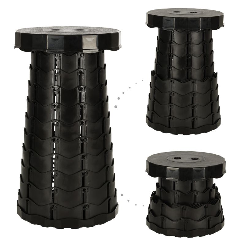 Krzesło składane taboret teleskopowy turystyczny przenośny czarny 200kg - obrazek 2