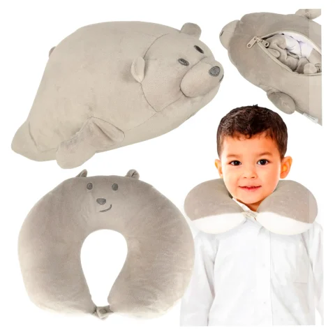 Poduszka podróżna 2w1 rogal pod kark do samolotu samochodu maskotka miś