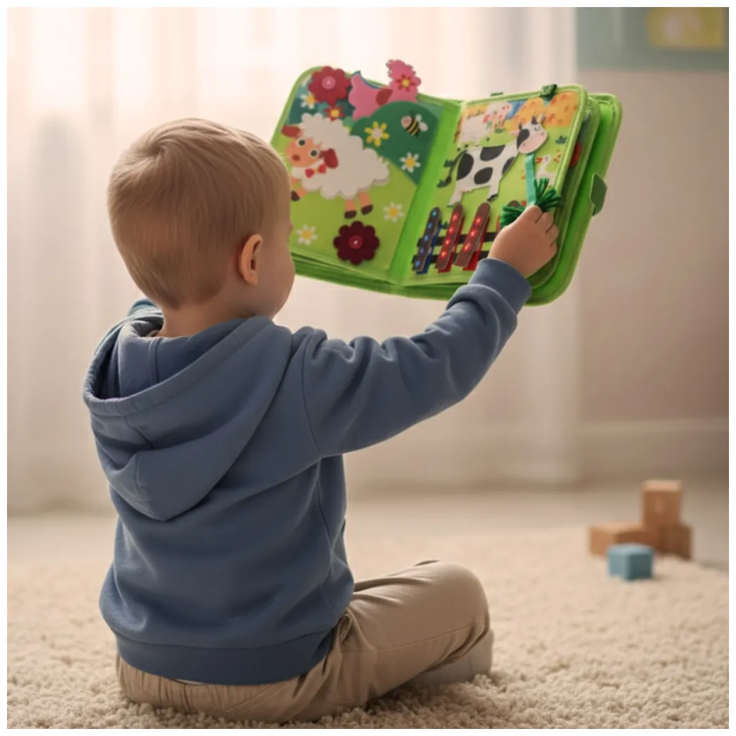 Książeczka sensoryczna edukacyjna manipulacyjna farma - obrazek 14