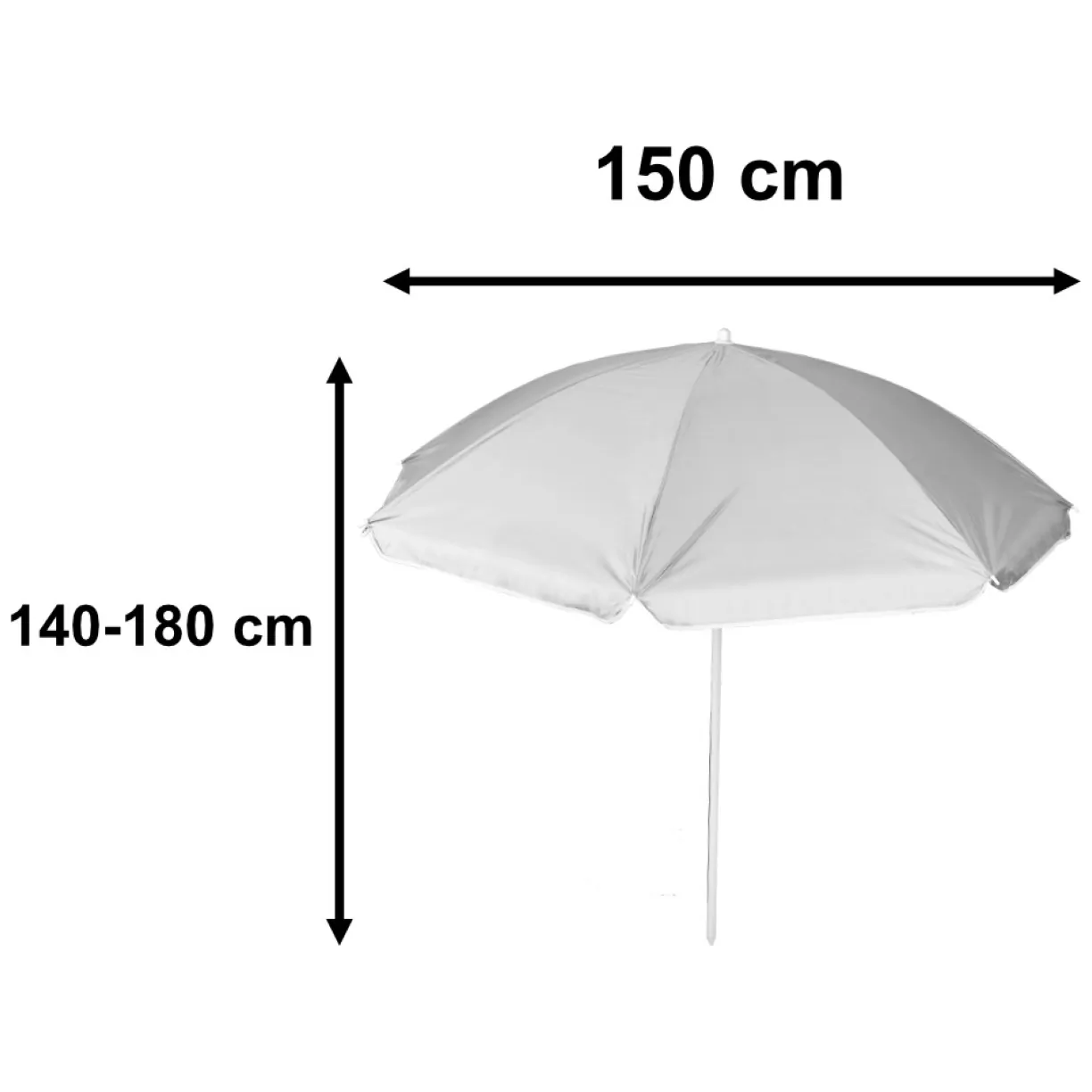 Parasol ogrodowy plażowy regulowany łamany składany UV 150cm szary - obrazek 2