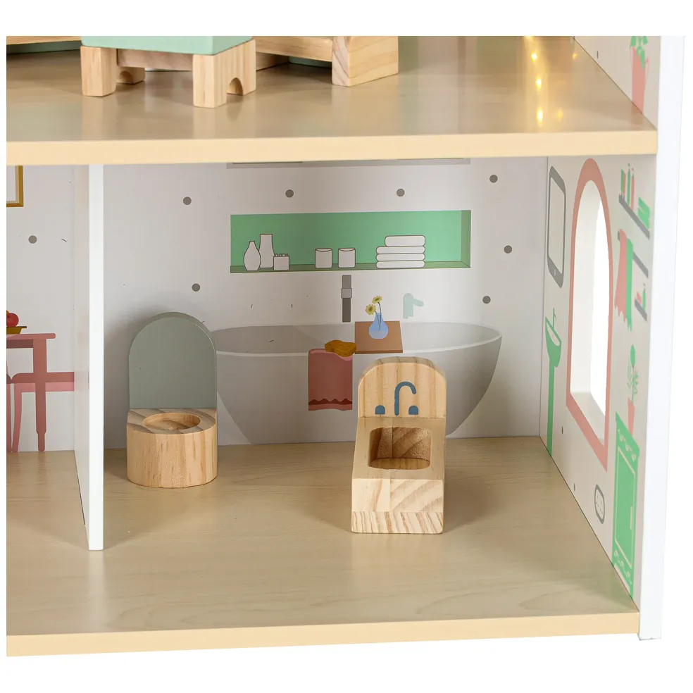 Domek dla lalek drewniany LULILO Peonio 70cm LED róż - obrazek 10