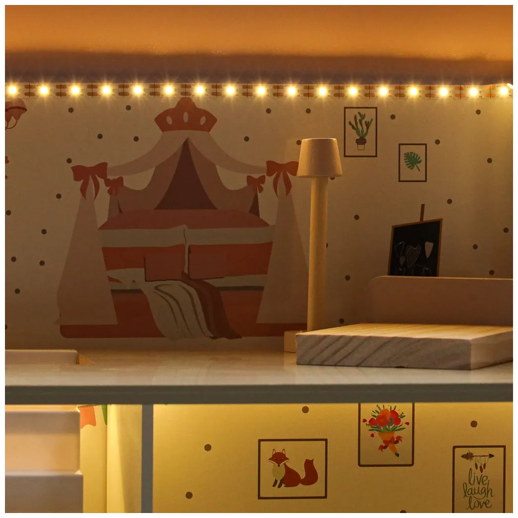 Domek dla lalek drewniany LULILO Peonio 70cm LED róż - obrazek 13