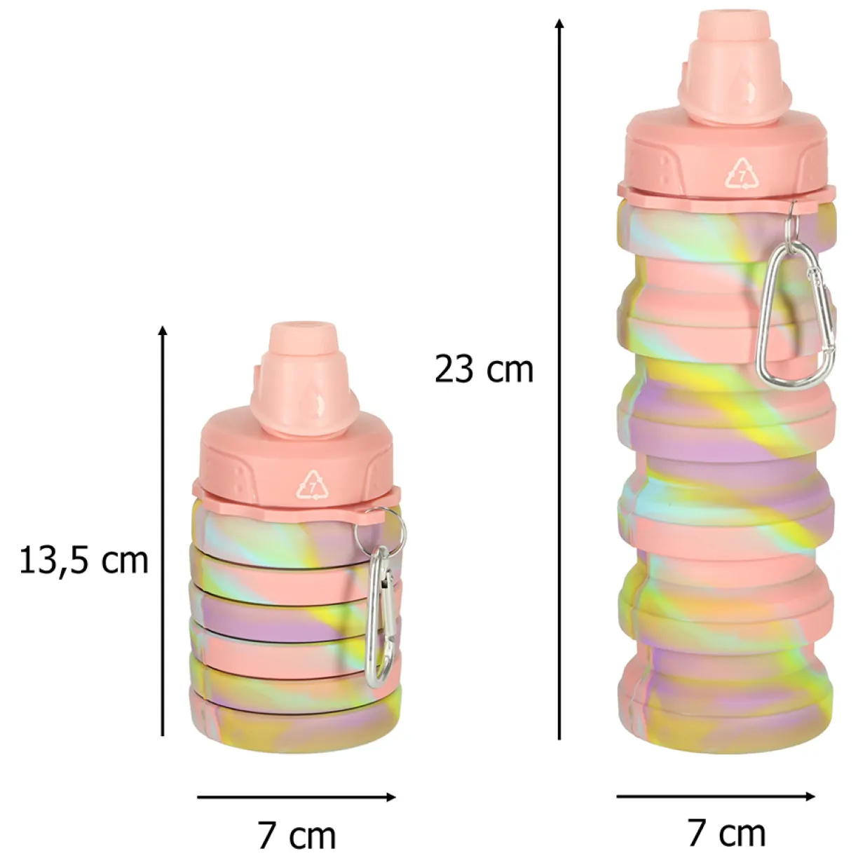 Butelka na wodę bidon silikonowy składany z uchwytem BPA FREE 500ml tęczowy - obrazek 14