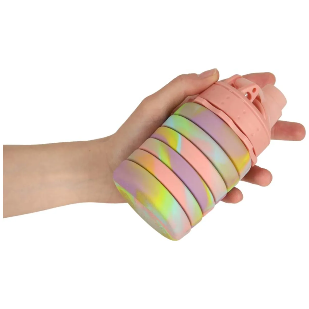 Butelka na wodę bidon silikonowy składany z uchwytem BPA FREE 500ml tęczowy - obrazek 9