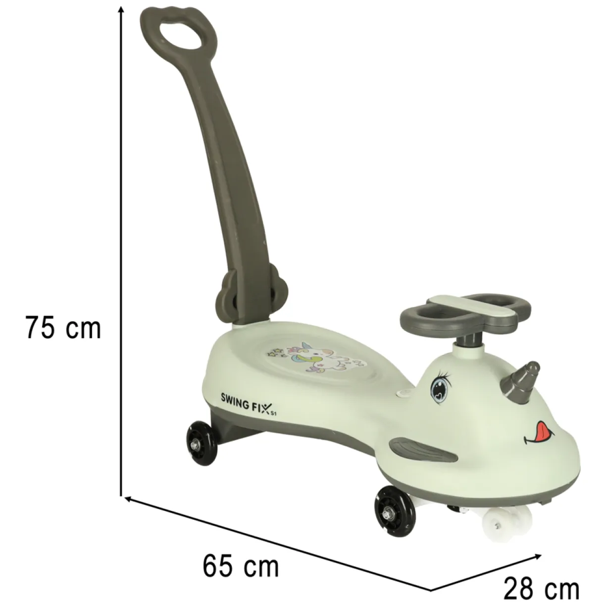 Jeździk grawitacyjny LED Swing FIX S1 skuter z rączką szary max 65kg - obrazek 11