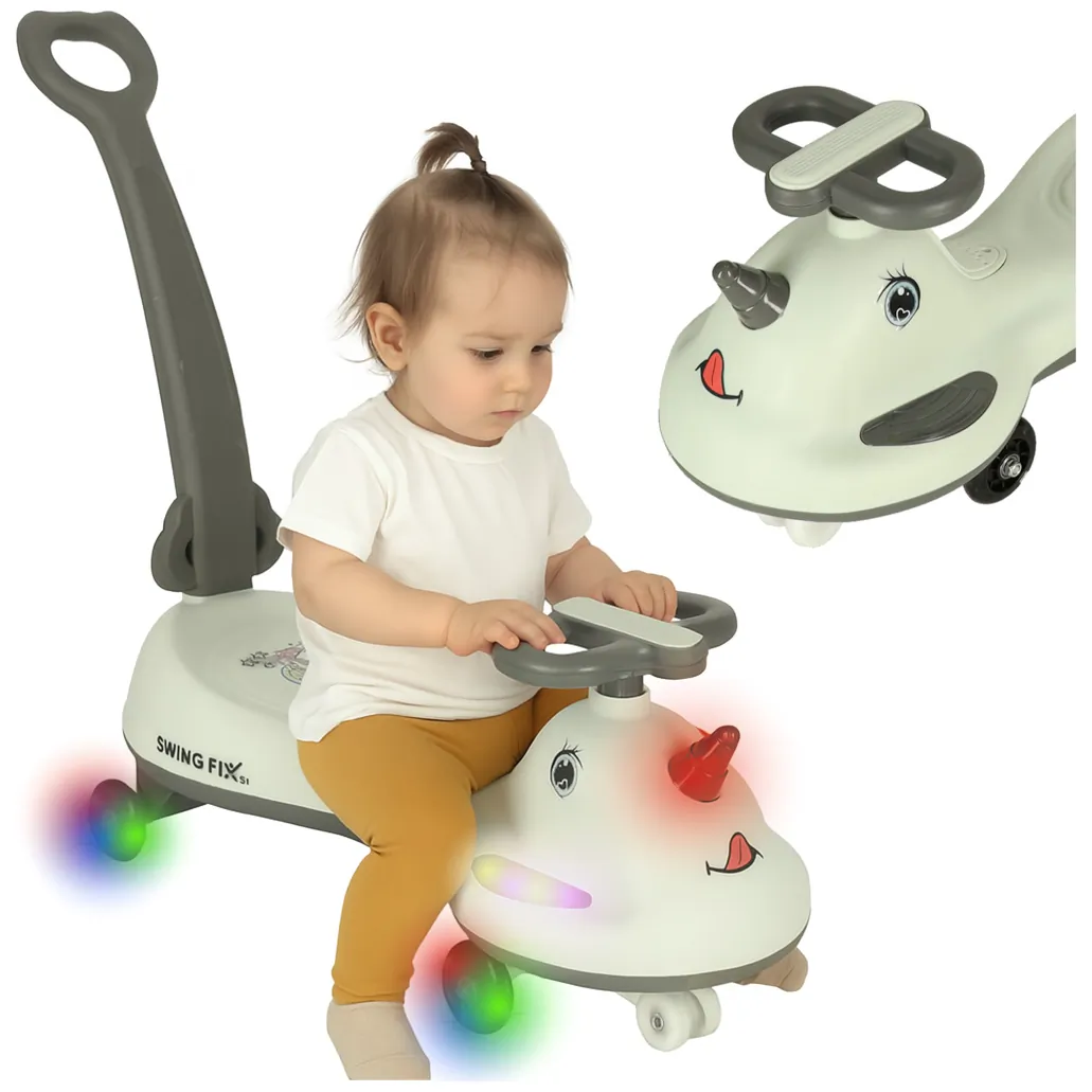 Jeździk grawitacyjny LED Swing FIX S1 skuter z rączką szary max 65kg - obrazek 12
